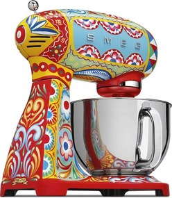 Планетарен миксер SMEG Dolce & Gabbana SMF03DGEU, 800 W, 4.8 л, 10 скорости, Функция за плавен старт, Крачета против хлъзгане, Многоцветен