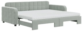 3196966 vidaXL Канапе с изтеглящо легло и матраци светлосиво 90x190 см кадифе