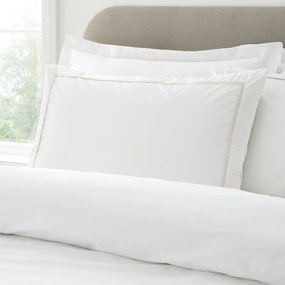 Бяло/бежово единично спално бельо от памук перкал 135x200 cm Contrast Trim – Bianca