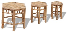 Sonata H Градински табуретки, 3 бр, бамбук