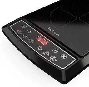 Индукционен котлон Tesla IC200B, 1500W, Керамика, Дигитален дисплей, 8 нива на мощност, 6 програми, Таймер, Черен