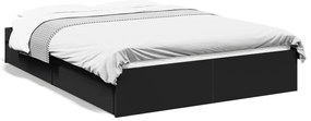 3280693 vidaXL Рамка за легло с чекмеджета, черна, 135x190 см, инженерно дърво
