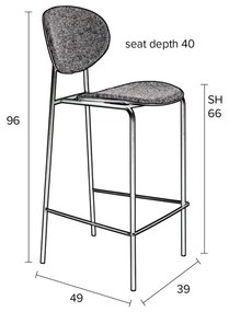 Сиви бар столове в комплект от 2 броя 96 см Donny - White Label