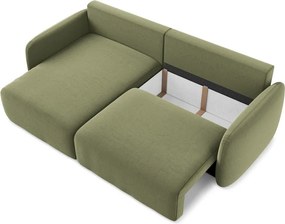 Зелен кадифен сгъваем/с място за съхранение ъглов диван (ляв ъгъл) Kalena – Makamii