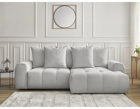 Светлосив шенилов сгъваем/с място за съхранение ъглов диван (десен ъгъл) Roxelane – Bobochic Paris