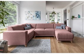 Розов разтегателен/с място за съхранение ъглов диван (ляв ъгъл/U форма) Classy Sophie – Miuform