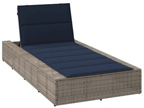 4104209 vidaXL Шезлонг с плаваща възглавница Grey Poly Rattan