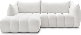 Бял ъглов диван от прежда с примки от букле (ляв ъгъл) Azra – Bobochic Paris