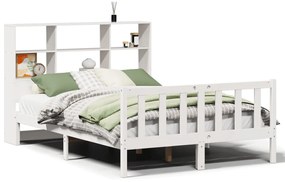 3321697 vidaXL Легло с етажерка за книги, без матрак, 140x190 см, бор масив