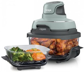 Фритюрник с горещ въздух преносим 4в1 Ninja CRISPi FN101EUSG, 1700W, 3.8l, 6 порции, 2 стъклени контейнера, 4 програми, Без PFAS и BPA, Зелен