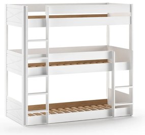 Бяло триетажно легло от борова дървесина 90x200 cm Scott - Vipack