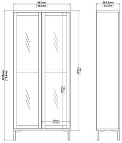 Витрина от декор от орех в черен и естествен цвят 89x203x36 cm Roomers – Tvilum