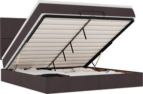 3313951 vidaXL Османска легло с матрак и LED, тъмнокафяво, 200x200 см, плат