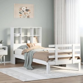 3322752 vidaXL Легло с етажерка за книги, без матрак, 90x200 см, бор масив