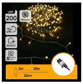 Aigostar - Външен LED коледен гирлянд 200xLED/6W/230V 20m IP44 топло бяло