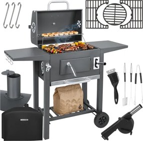 Градинска скара с чугунена скара и аксесоари