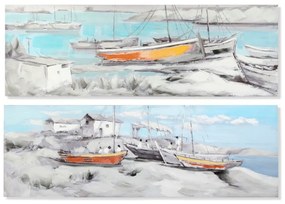 Картина DKD Home Decor Port 150 x 3 x 50 cm Barco Средиземноморско (2 броя)