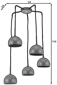 Висяща таванна лампа Canonus 5-lamps