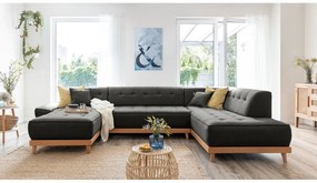 Тъмносив U-образен разтегателен диван, десен ъгъл Dazzling Daisy - Miuform