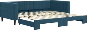 3196697 vidaXL Канапе с изтеглящо разтегателно легло синьо 90x200 см кадифе