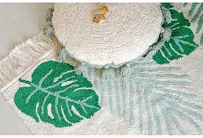 Зелен и кремав ръчно изработен памучен детски килим подходящ за пране 140x200 cm Tropical Green – Lorena Canals