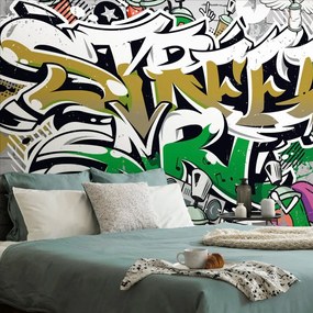 Самозалепващ тапет – Зелен Street Art надпис със спрейове