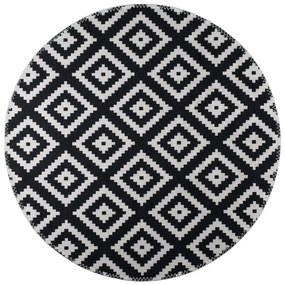 Черно-бял миещ се кръгъл килим ø 80 cm - Vitaus