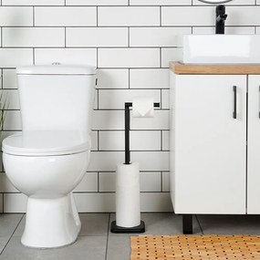 Свободностоящ WC сет с държач за тоалетна хартия, черна 56см