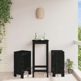 Sonata H Бар табуретки 2 бр черни 40x36x75 см борово дърво масив