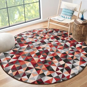 Червено-сив кръгъл килим подходящ за пране ø 120 cm Ignite – Mila Home