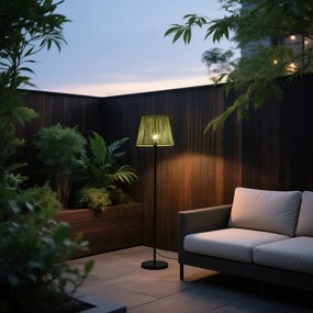 Външна подова лампа черна със зелен въжен абажур IP44 - Virginia Jayla