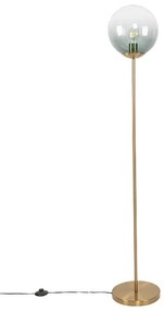 Подова лампа в стил Арт Деко месинг със зелено стъкло - Pallon