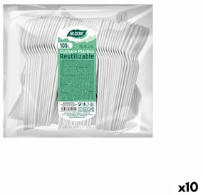 Комплект Лъжици Algon За многократна употреба Бял 10 броя 16,6 cm