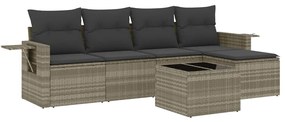 3220101 vidaXL Градински комплект с възглавници, 6 части, светлосив полиратан