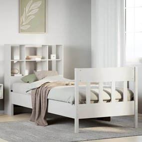 3323231 vidaXL Рамка за легло без матрак, бял, 90x200 см, бор масив