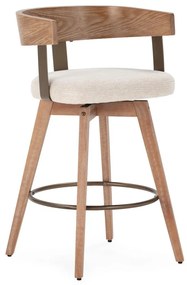 Кремави/в естествен цвят тапицирани бар столове в комплект с подлакътници 2 бр. Ilia – MOME