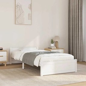 815035 vidaXL Рамка за легло, бяла, масивно дърво, 100х200 см