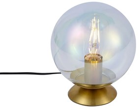 Арт Деко настолна лампа месинг с димка дъга стъкло - Pallon