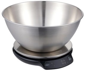 Кухненска везна с купа Klausberg KB 7939, 5 Kg, Bluetooth, Мобилно приложение, LED, ТАРА, Течности, 4 хранителни стойности, Инокс