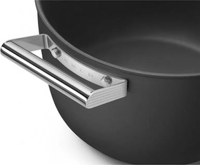 Тенджера SMEG CKFC2611BLM, 7.7 л, Ø26 см, Тефлоново покритие, До 250°C, Индукция, Черен