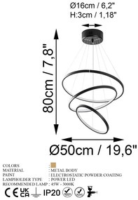 Черно LED висящо осветително тяло ø 50 cm Simit – Opviq lights