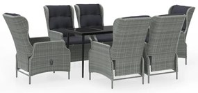3099664 vidaXL Градински трапезен комплект, 7 части, светлосив