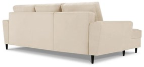 Бежов разтегателен ъглов диван с място за съхранение от рипсено кадифе (ляв ъгъл) Kyoto – Cosmopolitan Design