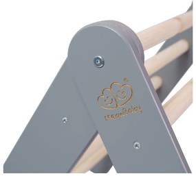 Сив пиклер триъгълник от масивен бор 60x60x60 cm Montessori – Meowbaby