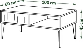 Холна маса РИМИНИ С-100 Елегантен Орех/Черно - МОДЕРНА ХОЛНА МАСА  С ЧЕКЧЕДЖЕ/РАФТ И НАБРАЗДЕНИ ФРОНТОВЕ