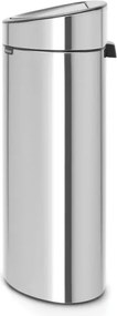 Кош за боклук Brabantia Touch Bin New 649734, 40 л, Безшумно и плавно затваряне, Плосък гръб, Устойчив на пръстови отпечатъци, Инокс/мат