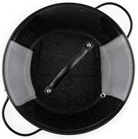 Тенджера Luigi Ferrero Symphony FR-2410, 24x11.5 см, 4.3 л, Незалепващо покритие, Стъклен капак с отвор за пара, Стоманени дръжки с PVD, Индукция, Черен мрамор