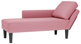 4009810 vidaXL Кушетка с възглавница и десен подлакътник, розов, кадифе