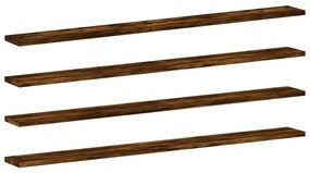838285 vidaXL Стенни рафтове 4 бр опушен дъб 100x10x1,5 см инженерно дърво