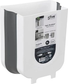 Кош 5five, Сив/Бял, Пластмаса, 8 l, Сгъваем